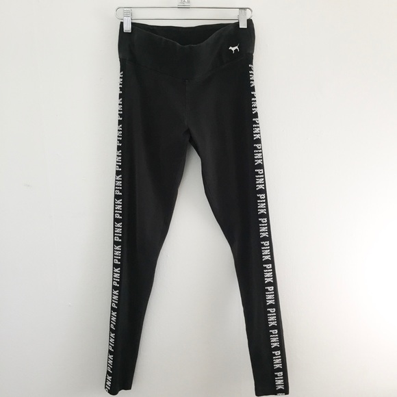 Pink Victoria S Secret Pants Jumpsuits Pink Victorias Secret Mid Rise Yoga Logo Legging Poshmark